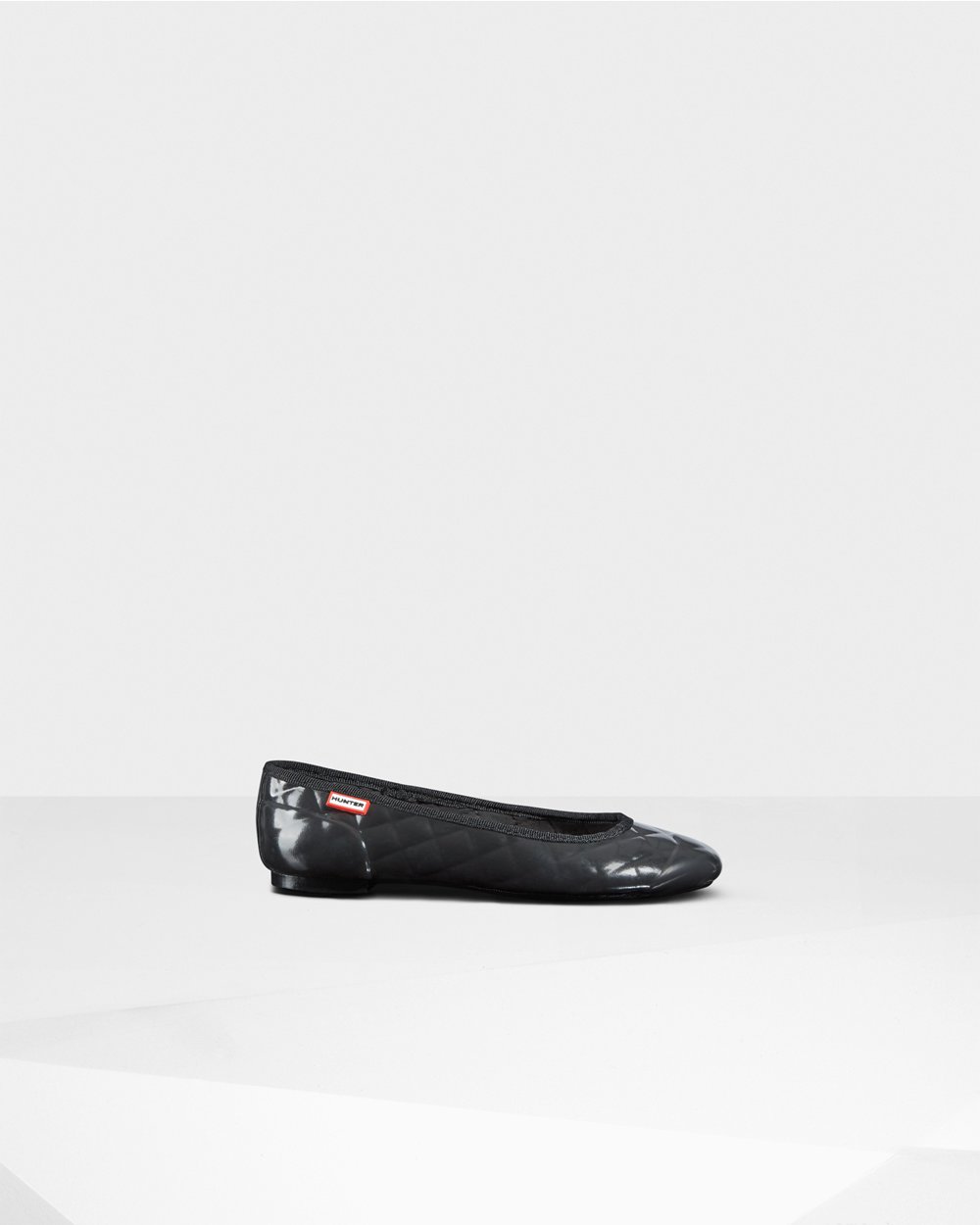 Bailarinas Hunter Feminina Pretas - Original Gloss Quilted Flats - 63PUVTQYR